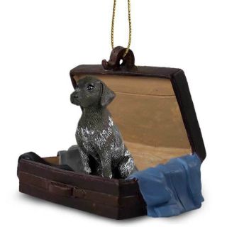 German Shorthair Pointer Traveling Companion Dog Figurine In Suit Case Ornament