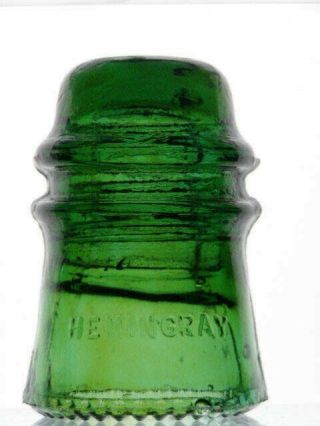 Cd 121 [70] Hemingray No.  16 Green With Amber Glass Telephone Insulator