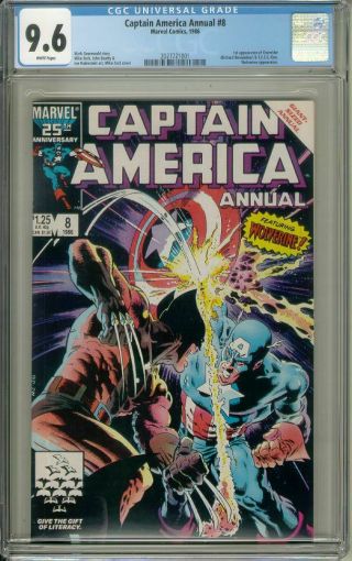 Captain America Annual 8 (marvel Comics,  1986) Cgc Graded 9.  6 Wolverine