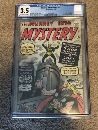 Thor (1st Series Journey Into Mystery) 85 1962 Cgc 3.  5 First Loki