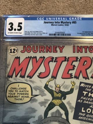 Thor (1st Series Journey Into Mystery) 85 1962 CGC 3.  5 First Loki 2