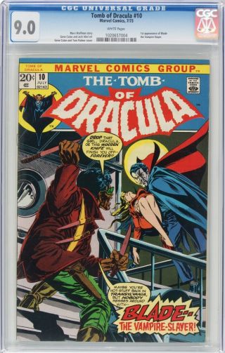 Tomb Of Dracula 10 Cgc 9.  0 White Pages (1st Blade) 1020657004