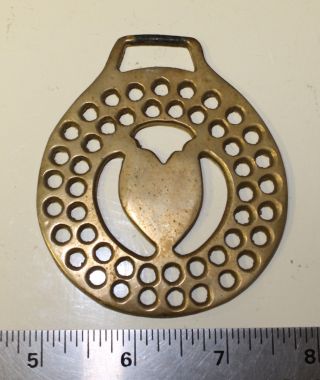 Vintage Horse Brass Shield Or Heart Equine Martingale Decoration Good Luck