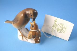Vintage Hutschenreuther Mother And Baby Bird Porcelain Figurine With Tag