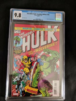 Incredible Hulk Facsimile Edition 181 Cgc 9.  8 Reprints Hulk 181.  Trimpe Cover