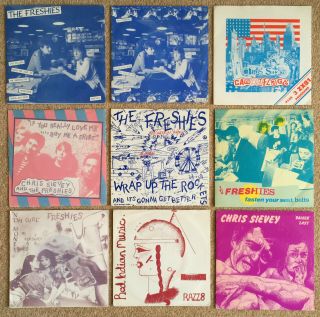 1980s Chris Sievey - The Freshies - Frank Sidebottom - 9 X 45 Rpm Singles Vinyl
