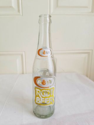 Vintage A&w Root Beer Glass Bottle 10 Oz.