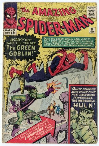Spider - Man 14 Vg 4.  0 Ow/white Pages 1st App.  Green Goblin Marvel 1964