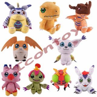 Set Of 9 Digimon Plush Mini Toy Agumon Gabumon Gatomon Nwt