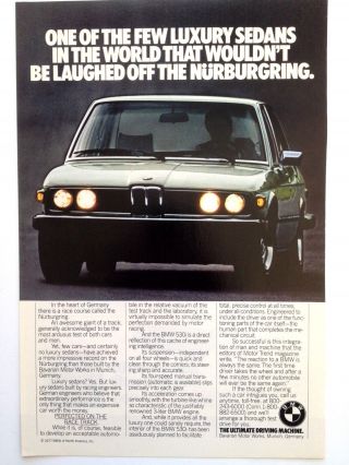 Bmw 1978 Vintage Print Ad Automobile Car