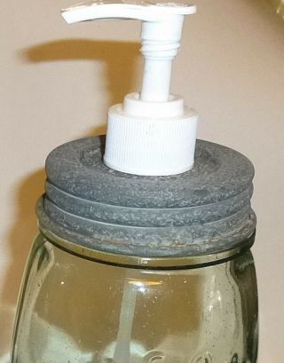 Unique Rustic Barn Roof Gray MASON Jar Soap Lotion Dispenser LID White PUMP 4