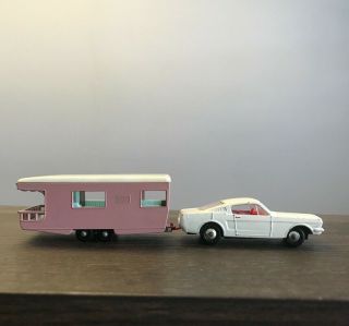 Vintage Matchbox No.  23 Pink Trailer Caravan & No.  8 Mustang Lesney England