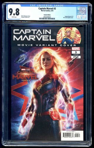 Captain Marvel 3 Brie Larson Movie Photo Variant Cover Cgc 9.  8 Avengers Endgame