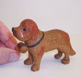 Vintage Black Forest Carved Wood Wooden St.  Bernard Dog Figure/ornament