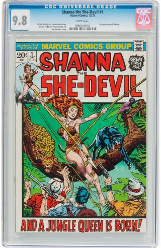 Shanna The She - Devil 1 Cgc 9.  8 Nm/mt White Pages (1st App Shanna) Marvel 1972