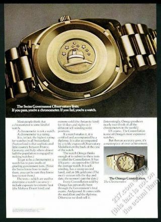 1970 Omega Constellation Chronometer Gold Watch Photo Vintage Print Ad