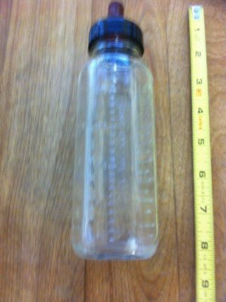 Vintage 8 oz Clear Glass Evenflo Baby Bottle with Nipple - VG - Pyramid 2