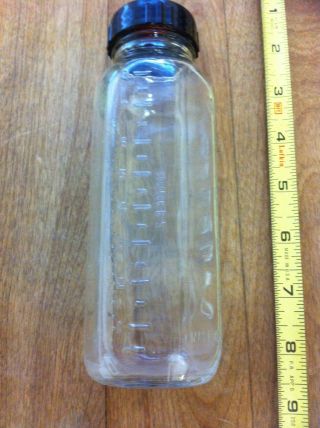Vintage 8 oz Clear Glass Evenflo Baby Bottle with Nipple - VG - Pyramid 3
