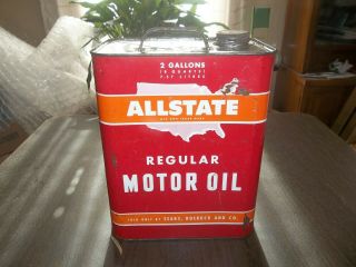 Vintage Empty Sears Roebuck Allstate 2 Gallon Oil Can Gas Station Advertising