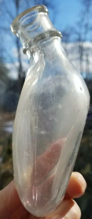 Vintage Glass Embossed,  8 Ounce,  Greenwich Nursing Baby Bottle,  murder bottle 3