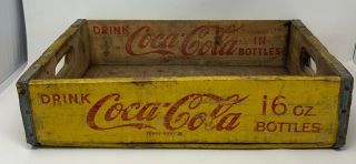 Vintage Drink Coca - Cola Wooden Case Box Yellow Red Soda Sign Crate - Chattanooga
