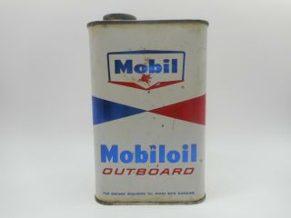 Vintage Mobiloil Mobil Outboard Boat Gas Station Motor Oil Advertising Tin Can