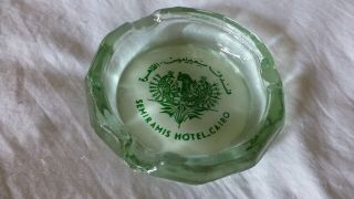 Vintage Bottle Green Souvenir Ashtray From The Old Semiramis Hotel,  Cairo,  Egypt