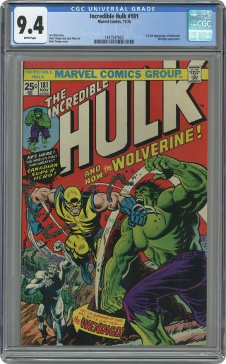 Incredible Hulk (1st Series) 181 1974 Cgc 9.  4 1497547003
