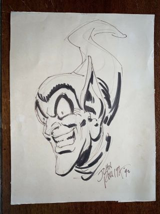 1992 John Romita Sr.  GREEN GOBLIN Spider - Man Sketch Autographed Framed 2