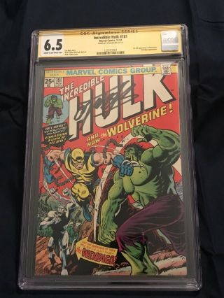 The Incredible Hulk 181 Cgc Ss 6.  5 Signed Stan Lee (nov 1974,  Marvel)