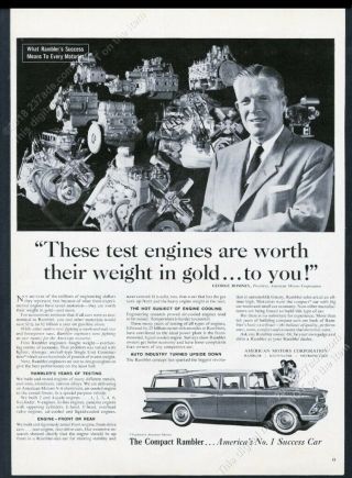 1959 George Romney Photo Amc Rambler Station Wagon Car Vintage Print Ad`