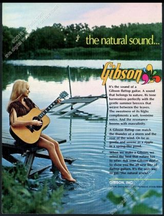 1972 Gibson Guitar Acoustic Flattop Guitar Woman Photo Vintage Print Ad