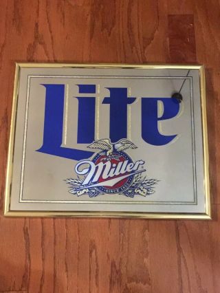 Miller Lite Beer Sign Bar Man Cave 21” X 17” Mirror