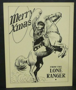 Rare 1939 King Features Comics " Lone Ranger " Christmas Card Poster