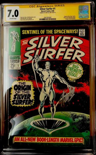 Silver Surfer 1 Cgc Ss 7.  0 Ow Signed By Stan Lee (1968) Silver Age Marvel