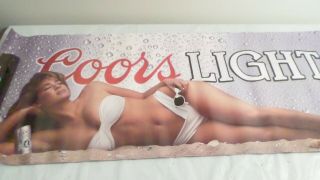 Vintage 1988 Coors Light Poster Hot Chick On Beach In Bikini 45.  5x17 "