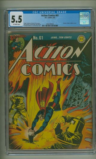 Action Comics 61 (cgc 5.  5) O/w Pages; Historic Atomic Radiation Cover (c 24390)