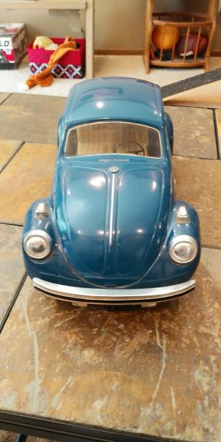 Vintage 1971 Jim Beam Kentucky Whiskey VW Beetle Decanter Blue Volkswagon COOL 3