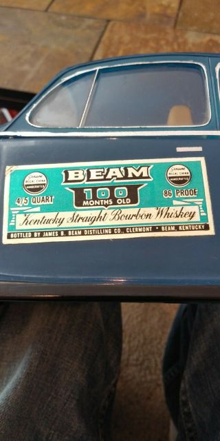 Vintage 1971 Jim Beam Kentucky Whiskey VW Beetle Decanter Blue Volkswagon COOL 8