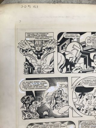 SIGNED JACK KIRBY Comic Art CAPTAIN 3 - D Inscribed to RAY ZONE 4