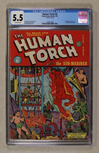 Human Torch Comics 6 1942 Cgc 5.  5 1355877008