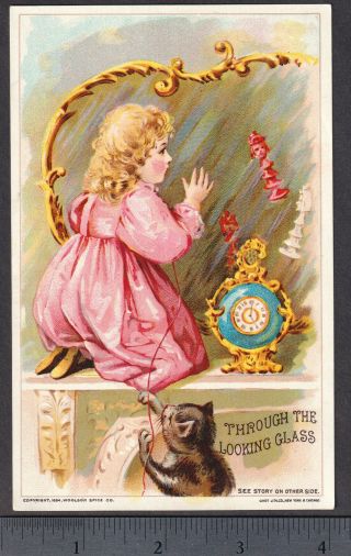 Alice in Wonderland Looking Glass 1894 Lewis Carroll Victorian Coffee Trade Card 3