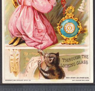 Alice in Wonderland Looking Glass 1894 Lewis Carroll Victorian Coffee Trade Card 4