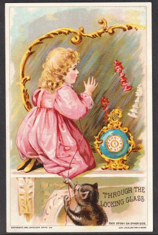 Alice in Wonderland Looking Glass 1894 Lewis Carroll Victorian Coffee Trade Card 8