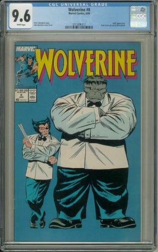 Wolverine 8 (marvel Comics,  1989) Cgc 9.  6 White Pages