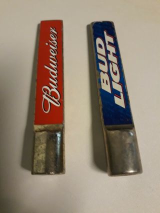 2 Vintage Budweiser Bud Light Beer Keg Tap Handles