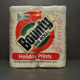 Vtg Bounty Big Roll Paper Towels Holiday Prints 2 Pack Nos 1992 Happy