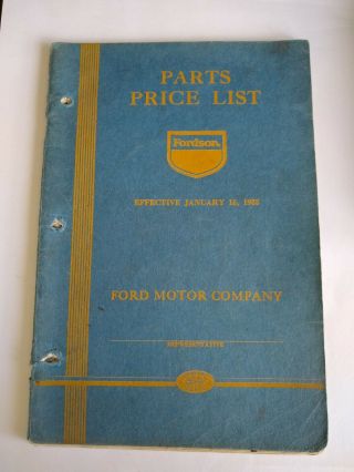 1935 Ford Motor Co.  Fordson Tractor Parts Price List