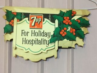 Vintage 7 Up Cardboard Cut Out Hanging Sign 4