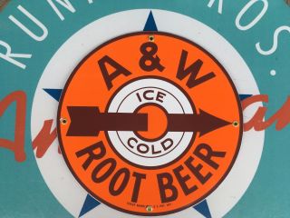 Ice Cold A&w Root Beer Top Quality Porcelain Coated 18 Gauge Steel Sign